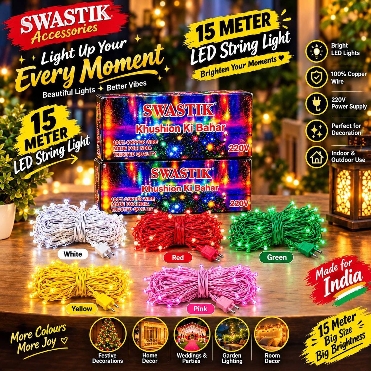 Swastik 15 Meter LED String Light image 1