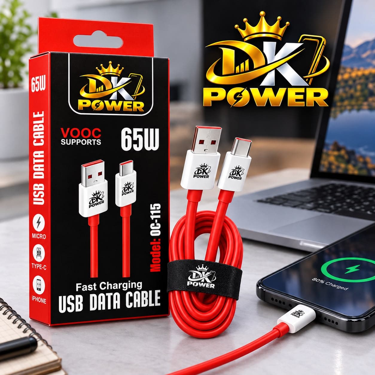 DK Power OC-115 65W Fast Charging USB Data Cable