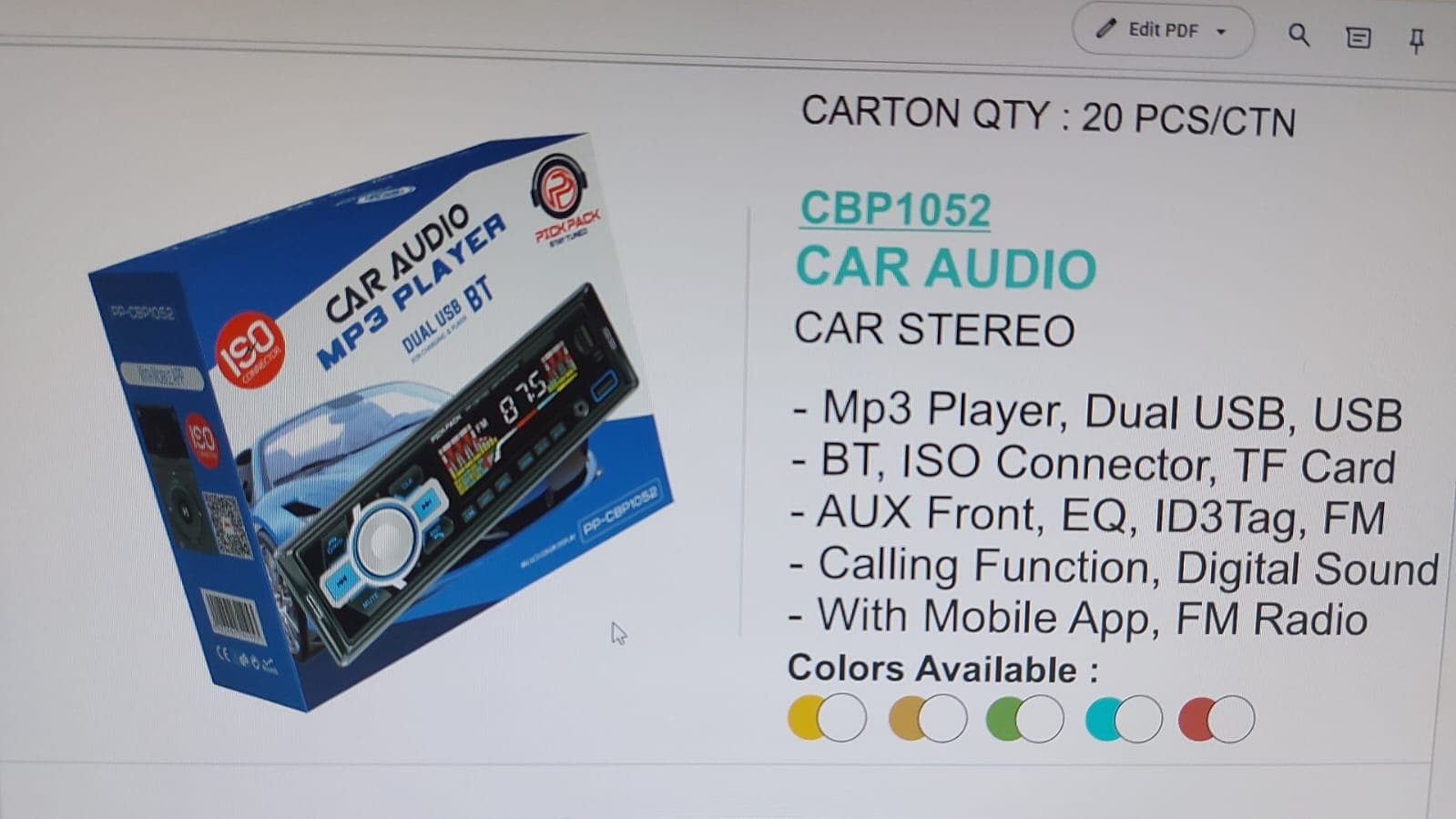 Pick Pack CBP1052 Car Audio MP3 Player image 2