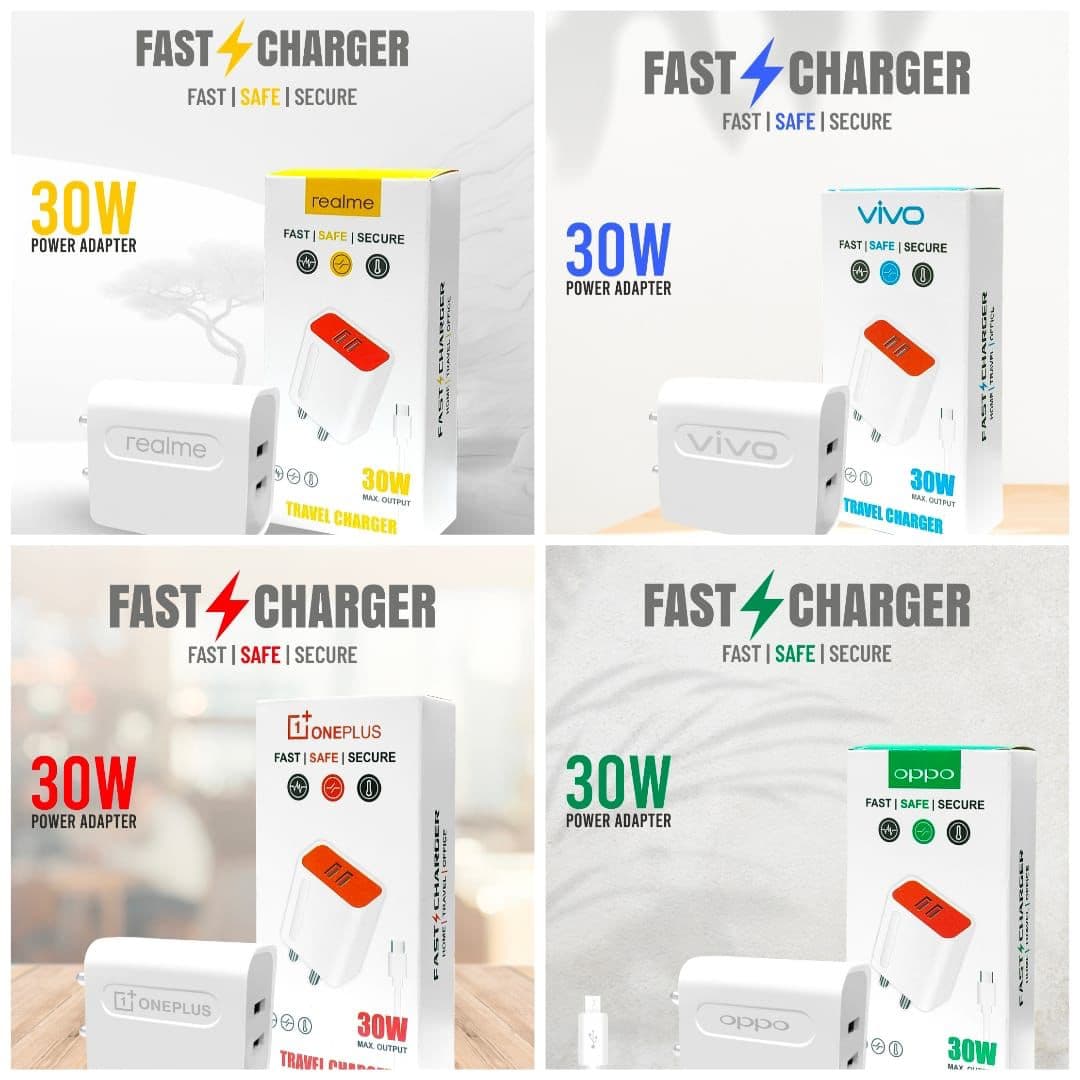 og charger 30W power adaptor with cable fast safe secure image 1