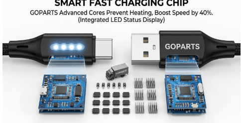 GOPARTS 65W To 120W Type C Braided Cable With LED 6A image 3