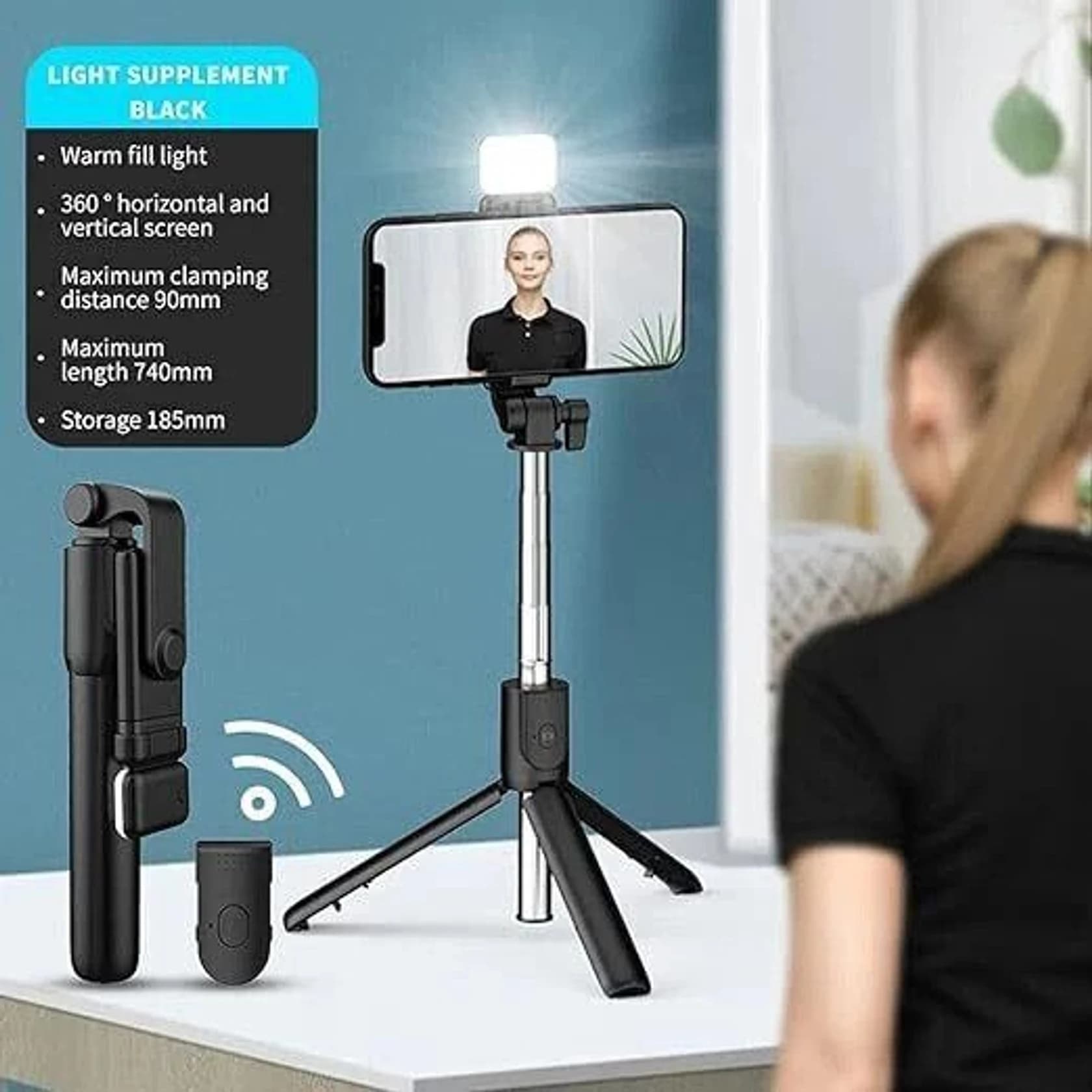 R1S Bluetooth Selfie Stick with Flash image 4