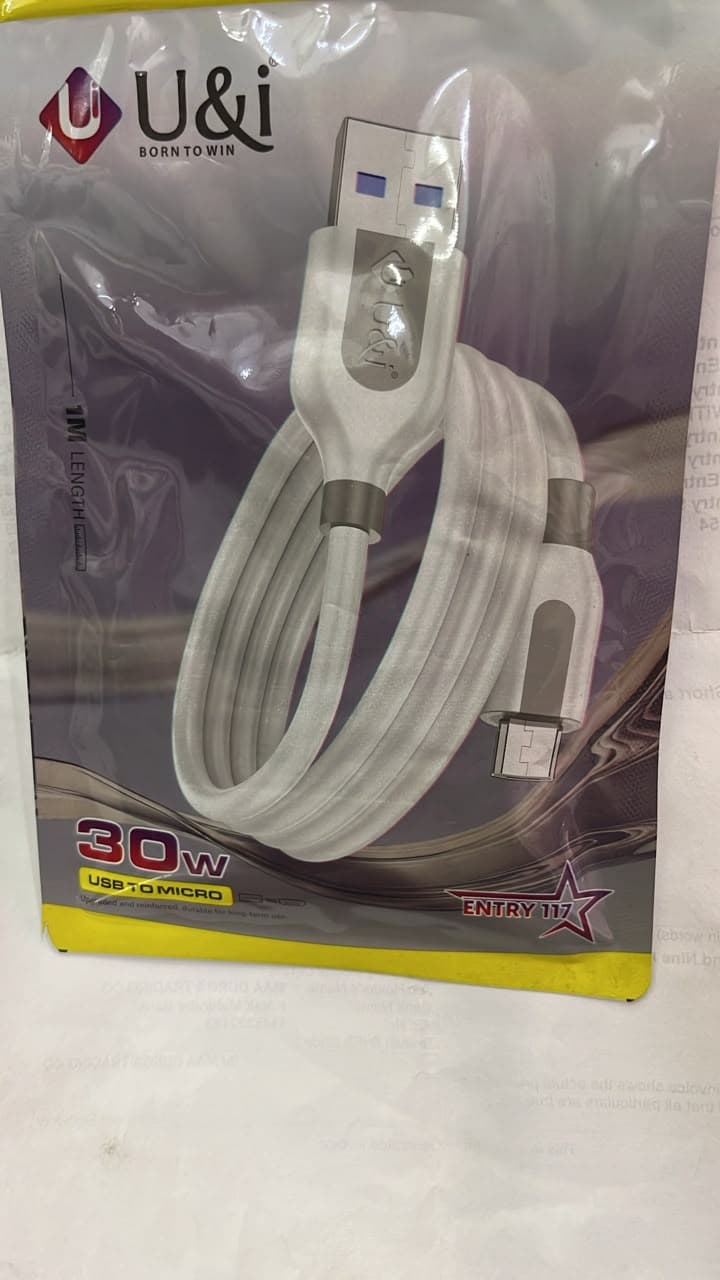 U&i Entry 117 30W USB To Micro USB Fast Charging Data Cable image 1
